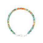 Blue Arizona Turquoise   Orange Spiny Oyster Heishi Bracelet  4mm Gemstone