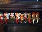  Vintage 1980s Stocking Holders Snowman  6 Bear  Santa  Mouse Plastic Lot Of 9