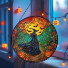 Witch Halloween Suncatcher Stained Glass  Fall Window Hanging  Spooky Gothic 