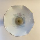 Antique Victorian White Bristol Blown Glass Scalopped Vase Painted Florals 8 5 h