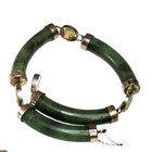 Vintage Nephrite Jade  Tube Link Bracelets W  Chinese Character Symbols Gemstone