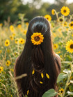 Sunflower Hair Scrunchie Set Of 2     Handmade Crochet Floral Hair Accessories