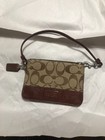 Vintage Coach Wristlet  Brown Canvas Signature C Leather Band   Pre-owned   Ec