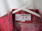 Vtg Double Peach Magenta Sz  Large Japanese Asian Kimono Robe W belt   Pockets