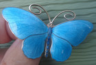 Marius Hammer Norwegian Butterfly Large Sterling Silver Enamel Brooch Norway