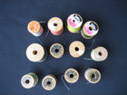 Lot Of 12 Vintage Wooden Thread Spools Clark   s  J p Coats  Talon  Dyno Sewing