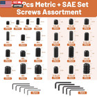 500 Pcs 25 Size Set Screws Metric sae Set Screw Assortment Kit 12 9 Alloy Steel