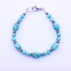 Kingman Arizona Usa Blue Green Turquoise Silver Bead Pattern Bracelet With Clasp
