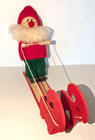 Vtg Swedish Sweden Wood Christmas Figure Tomte Gnome Sled And Skis Figurine H2