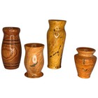 Wooden Hand Turned Bud Vases Lot Of 4 Artist Signed   Dated Various Woods