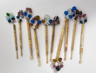 Antique Bone Spangled Lace Making Bobbins Lot Of 10