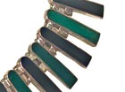 Sterling Silver Green Agate Black Onyx Necklace Mid Century 95 Mod Antique Vtg