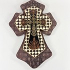 Vintage Style Crucifix Wall Cross 16  X 11  Wooden Black Creme Farmhouse Country
