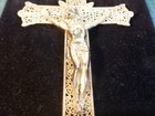 Beautiful Vintage Gallo Gold Metal Ornate Filigree Wall Mount Crucifix