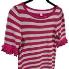 Lilly Pulitzer Pink And Tinsel Striped Ruffle Sleeve Dress Girl   s Size Xl 12-14 