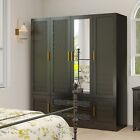 4-door Modern Wardrobe Closet With 6 Shelves  Wardrobe Armoire With Hanging Rod