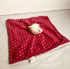 Bear Lovey Plush Baby Security Blanket  White Pink Polka Dot