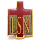 Lsn Cross Vintage Lapel Pin Gold Tone Red Christian Religious