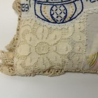 Vintage Handmade Patchwork Quilt Throw Pillow Embroidered Eyelet Ruffle 8   x10   