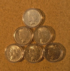 Qty  6   Peace Dollar Coins 90  Silver