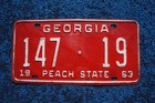 1963 Georgia Peach State License Plate