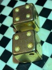 Vintage Gold Tone Deep Pipped Jumbo Dice Pair 031426 