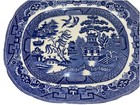 Antique English Blue Willow Staffordshire 19thc Plate Blue   White Stone China
