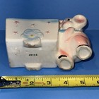 Vtg Relpo Enesco Planter Anthropomorphic Baby Elephant W Cart Pink   Blue  441sa