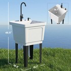 Outsunny Utility Sink Laundry Tub  Freestanding Laundry Sink  White