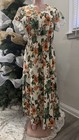 White Floral Maxi Dress V-neck Flutter Short Sleeve Ruffle Chiffon Size M
