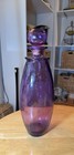 Vntg Spain Retro Purple Amethyst Decanter Blown Glass Decorative Art Vase Bottle