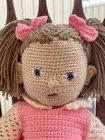 Amigurumi Crochet Handmade Stuffed Doll Toy Blue Eyes 25    H  Pink Dress Booties