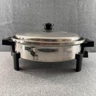 Saladmaster 7256 Electric Skillet 12  Oil Core Stainless Steel Pan Vapo Lid