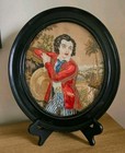 Antique Needlepoint  Framed And Glazed In Original Oval Frames 33cm X 30cm  2216