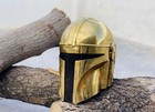 Gold Knight Helmet Medieval Warrior Helmet Fantasy Cosplay Larp Armor Display