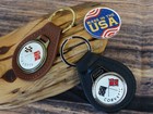 New Rare Vintage 1970s Chevy Corvette Race Flags Leather Key Chain Ring Fob Nos