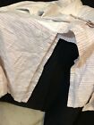 Pottery Barn Pink Gray Striped Linen Bed Skirt Dust Ruffle 
