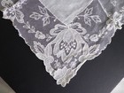Vintage 1930 s Needlework On Net Lace Large Flowers Wedding Bridal Handkerchief