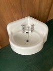 Antique Cast Iron 23  White Porcelain Corner Sink Old Kohler Bathroom 78-26e