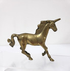 Solid Brass Unicorn Mystical Horse Shape Figurine Statue 4in High Vintage