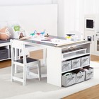 Kids Activity Table And Chair Set 4 In 1 Drawing Art Craft Desk 6 Storage Boxes