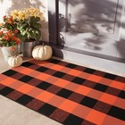  Buffalo Plaid Outdoor Rug Orange And Black 27 x 43   Washable Halloween Door 