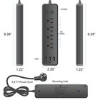 Wall Mountable Usb Surge Protector Power Strip With 3 Usb Ports   4 Outlet Plugs