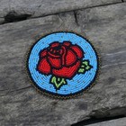 Handmade Beaded Medallion Patch Applique Native American Sky-blue Rose 3 