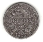 1840  B British India Silver 1 4 Rupee