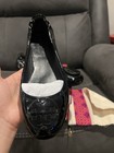 Tory Burch Black Napa Leather Ballet Flats Logo Accent Women s Size 8