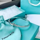 Tiffany   Co T-bracelet White Gold Plated Diamonds With Orginal Box
