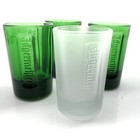Lot Of 4 - Jagermeister Frosted   Green 1oz Logo Etched Embossed Shot Glasses