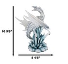 White Arctic Snow Winter Dragon On Giant Crystal Ice Rocks Statue Frozen Realm