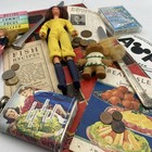 Antique Vintage Junk Drawer Lot Hodge Podge Foreign Coins Silverplate Ephemera